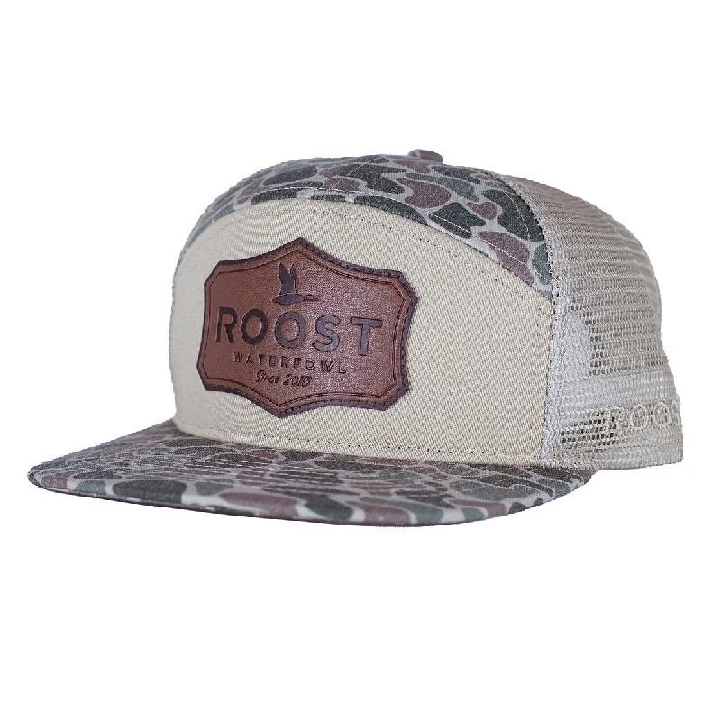 Fieldstone Roost Camo 7 Panel Shield Leather Patch Hat