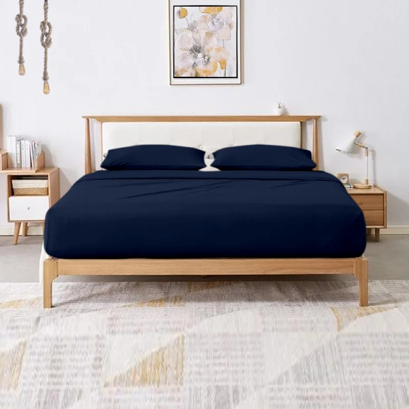 Jenylinen Twin Size Sleeper Sofa Bed Sheet Set (36" x 72" x 6") 100% Egyptian Cotton { Navy Blue Solid } 500 Thread Count!!