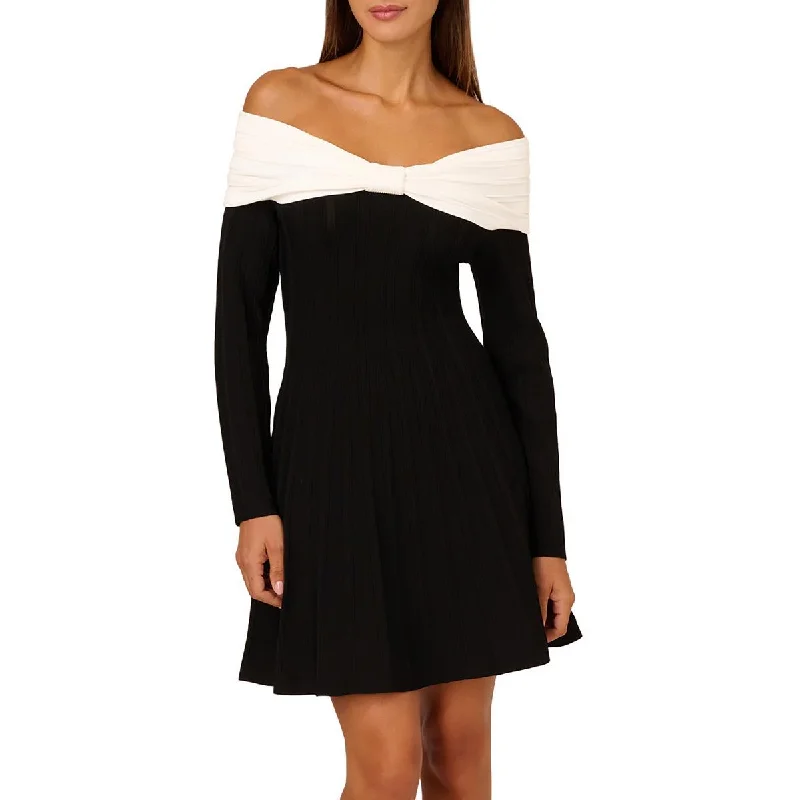 Womens Ribbed Knit Fit & Flare DressLinen Knit Tops