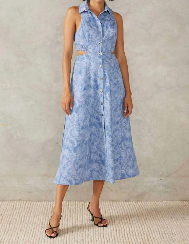 Kamora Denim Dress In Flourish Denim PrintStreet denim