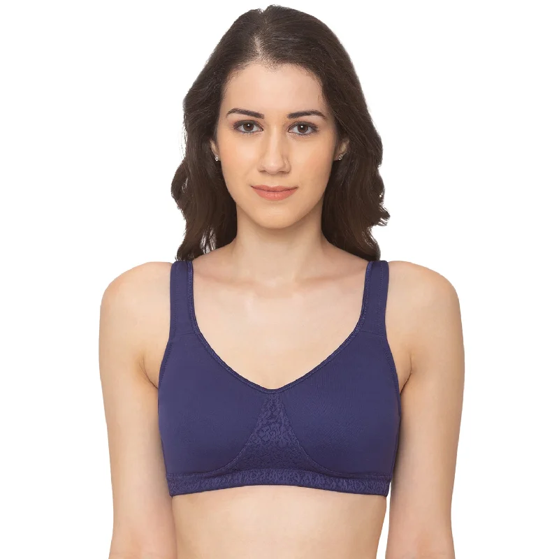 Convertible braNon-Padded Wirefree Full Coverage Bra - Navy Blue