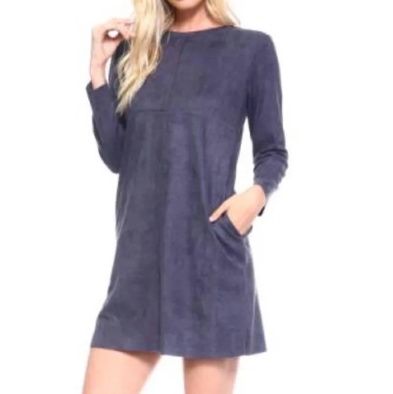 Aurora Long Sleeved Dress In Charcoal