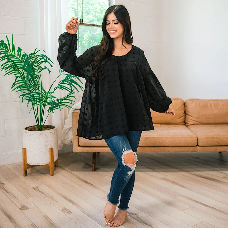 Penny Pom Pom Blouse - Black FINAL SALE