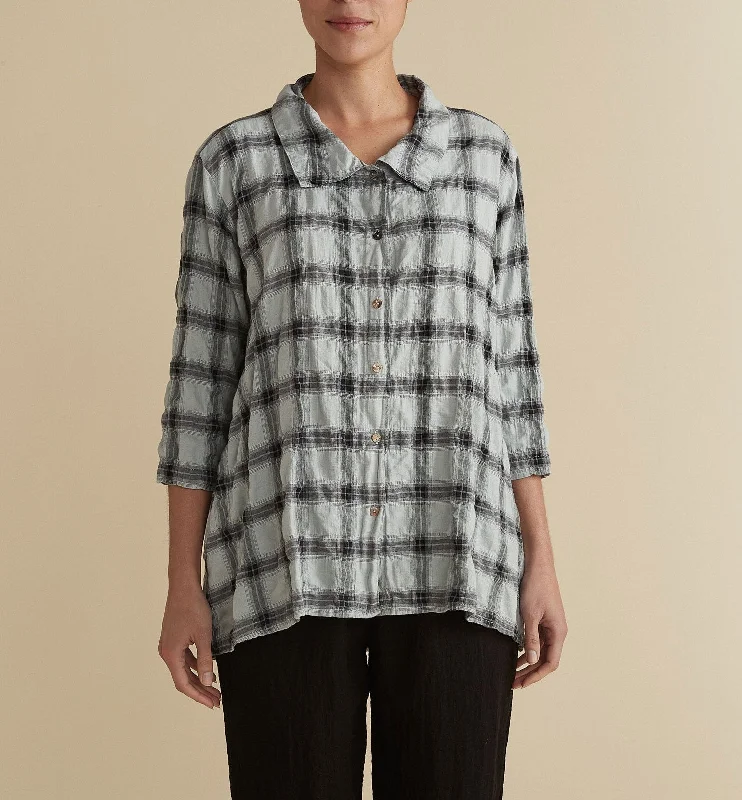 Cut Loose Crinkle Plaid - Hi Low Shirt 20 Colors ( Special Order )