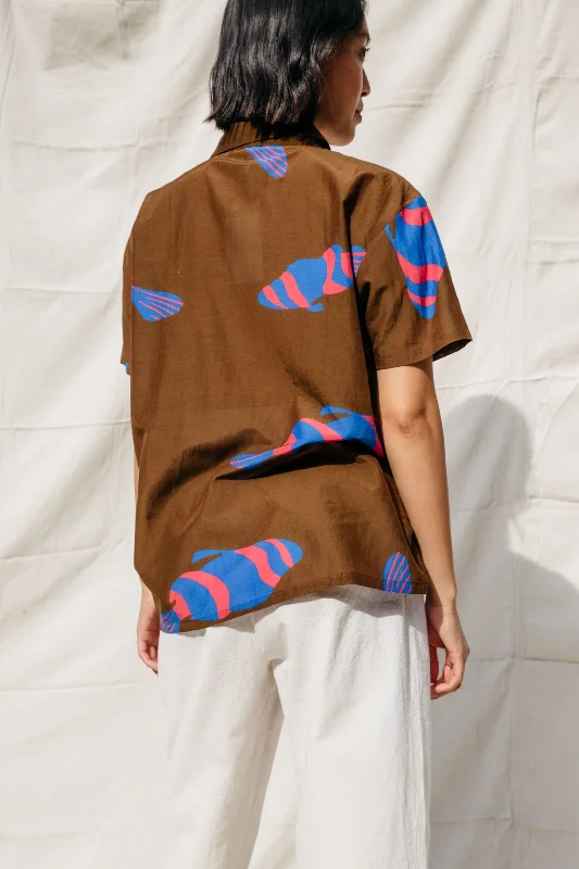 Dylan Fish Shirt- Chocolate