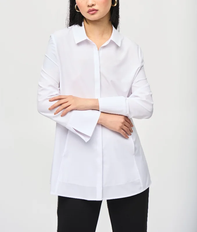 Joseph Ribkoff - Woven Button-Down Blouse With Pockets