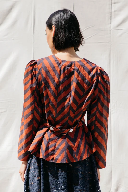 Satie Blouse - Brown Chevron