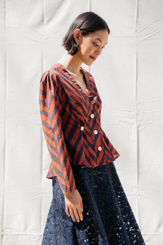 Satie Blouse - Brown Chevron