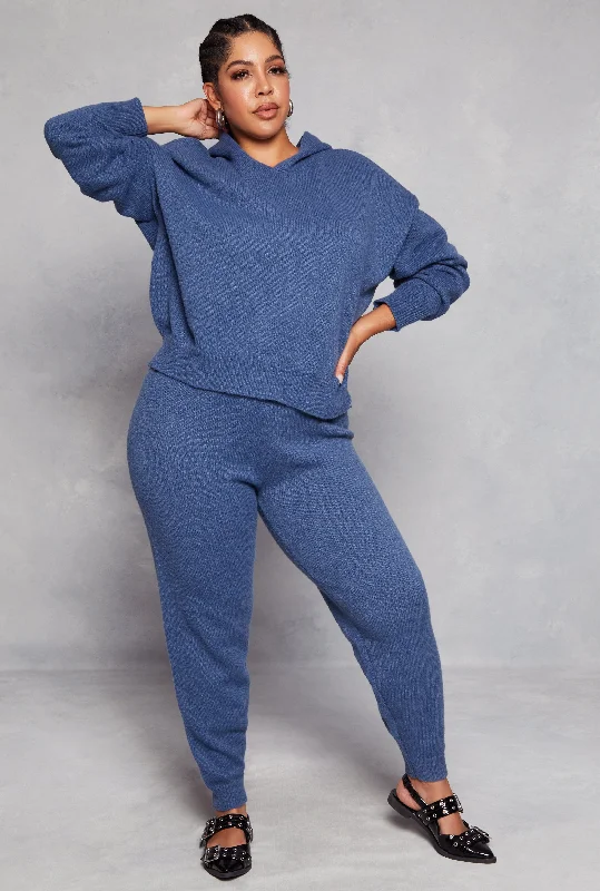 Plus Size Brushed Knit Pullover Hoodie