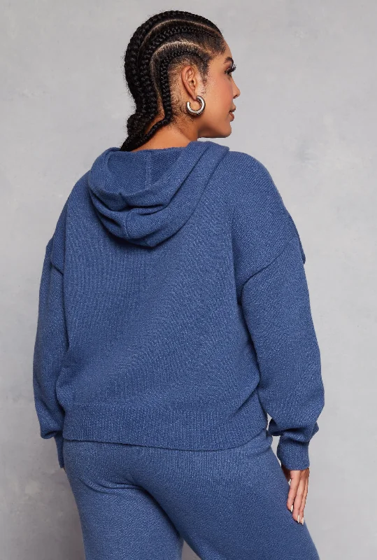 Plus Size Brushed Knit Pullover Hoodie