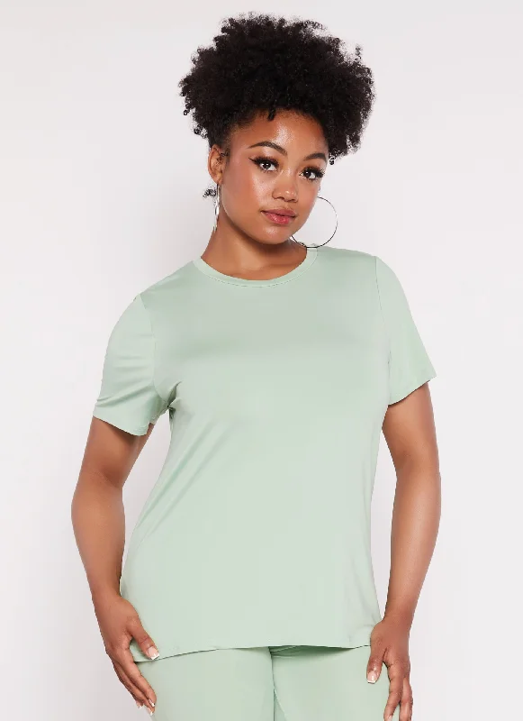 Plus Size Daisy Basic Soft Knit Short Sleeve Top