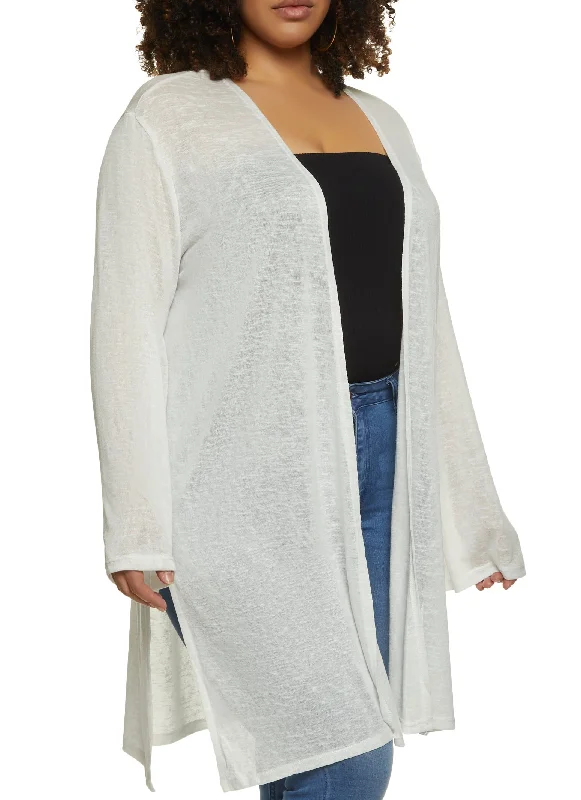 Plus Size Gauze Knit Duster