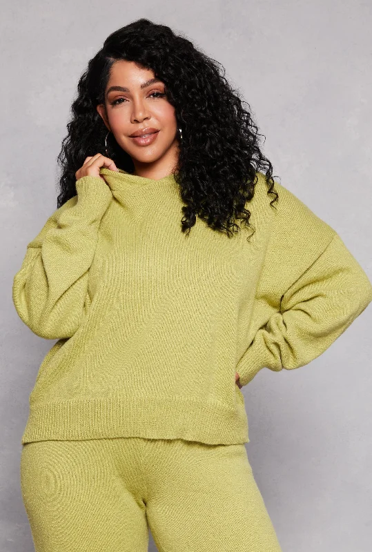 Plus Size Brushed Knit Pullover Hoodie