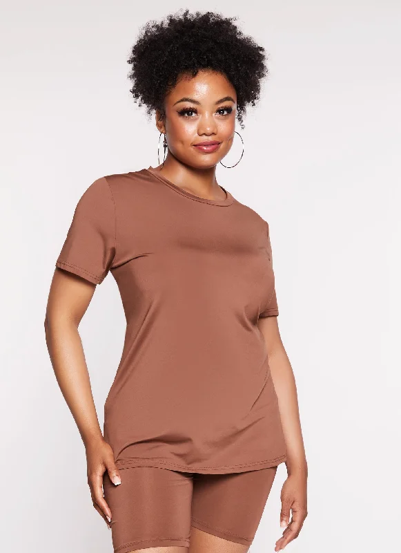 Plus Size Daisy Basic Soft Knit Short Sleeve Top