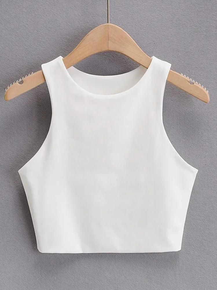 Women's Stylish O-Neck Tank Tops: Elegant Double Nylon Sleeveless Fashion.