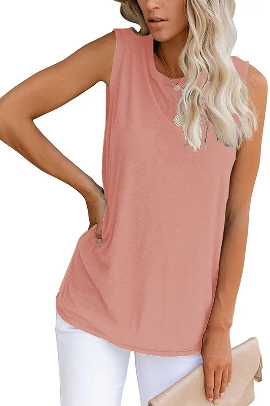 Bingerlily Women's Deep Peach Sleeveless Flowy Tank Top