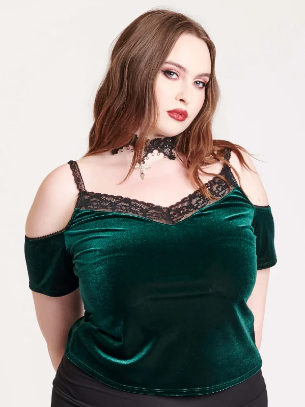 Emerald Velvet Lace Top