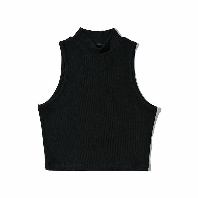 Chic Sleeveless Crop Top: Summer Essential with High Stretch Fabric - Stylish Elegance for Every Occasion