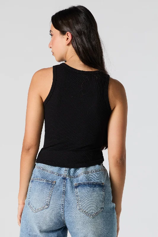 Solid Ribbed Cropped Tank