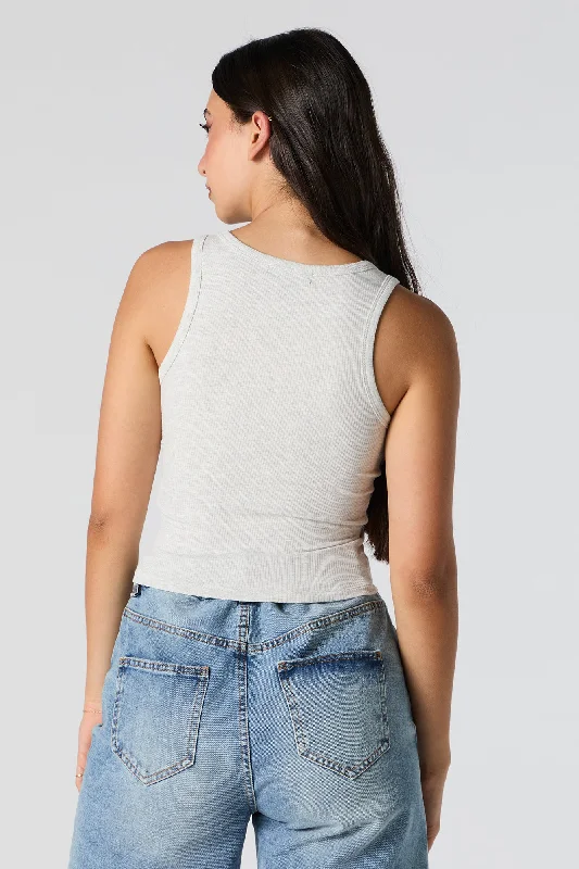 Solid Ribbed Cropped Tank