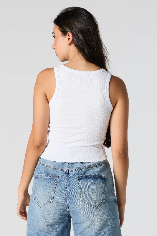 Solid Ribbed Cropped Tank